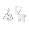 Wholesale Fashion Women's Stainless Steel Asymmetric Earrings With Elk And Christmas Tree Patterns Electroplated