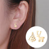 Wholesale Fashion Women's Stainless Steel Asymmetric Earrings With Elk And Christmas Tree Patterns Electroplated
