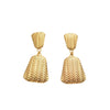 Wholesale Fashion Women's Stainless Steel Banana Fan Earrings With Embossed Leaves Design And Electroplating Treatment