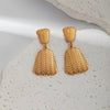 Wholesale Fashion Women's Stainless Steel Banana Fan Earrings With Embossed Leaves Design And Electroplating Treatment