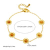 Wholesale Fashion Women's Stainless Steel Chain Necklace Earring Bracelet Suit With Sunflower Pattern And Electroplating