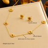 Wholesale Fashion Women's Stainless Steel Chain Necklace Earring Bracelet Suit With Sunflower Pattern And Electroplating