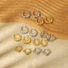 Wholesale Fashion Women's Stainless Steel Geometric Striped Electroplated Earrings