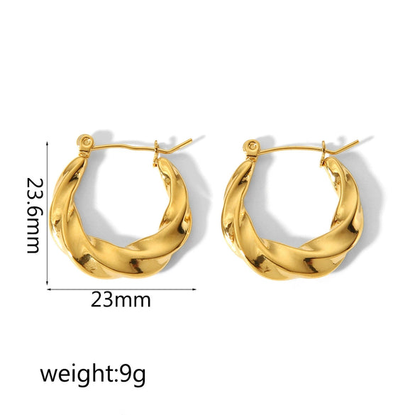 Wholesale Fashion Women's Stainless Steel Geometric Striped Electroplated Earrings
