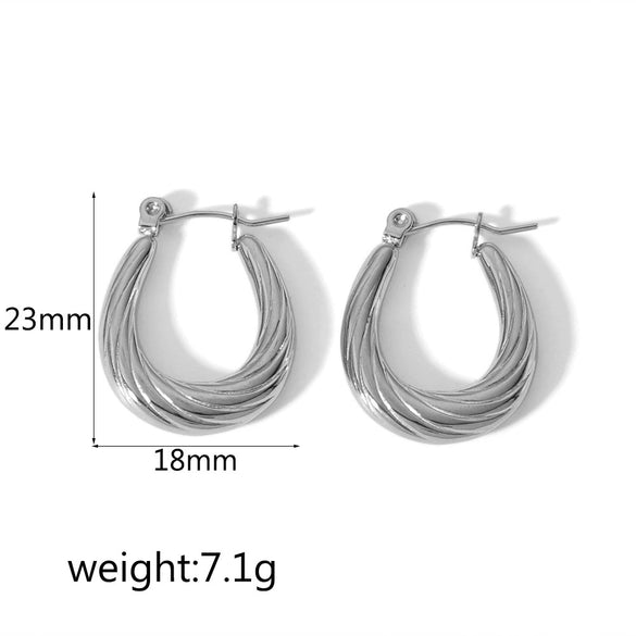 Wholesale Fashion Women's Stainless Steel Geometric Striped Electroplated Earrings
