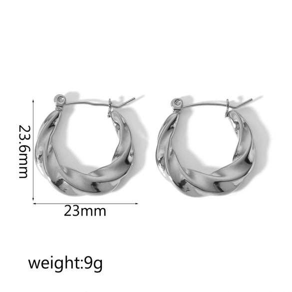 Wholesale Fashion Women's Stainless Steel Geometric Striped Electroplated Earrings