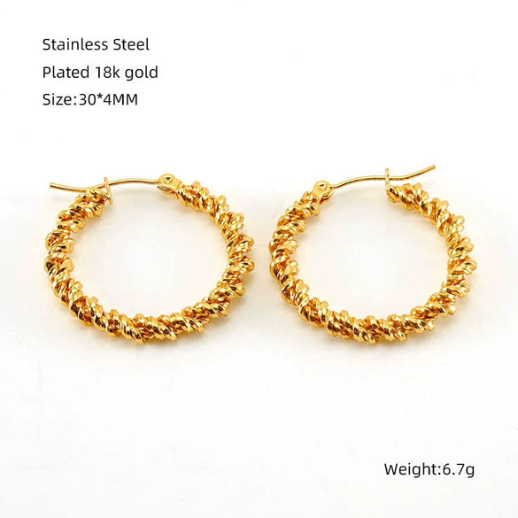 Wholesale Fashion Women's Stainless Steel Geometric Twist Exaggerated Electroplated Earrings