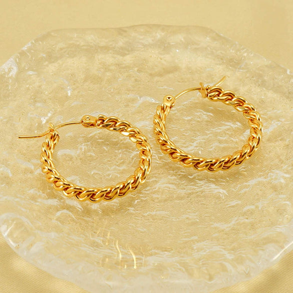 Wholesale Fashion Women's Stainless Steel Geometric Twist Exaggerated Electroplated Earrings
