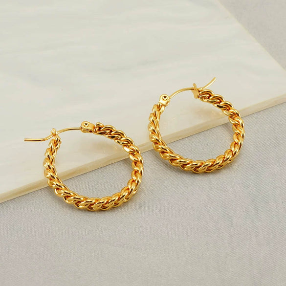 Wholesale Fashion Women's Stainless Steel Geometric Twist Exaggerated Electroplated Earrings