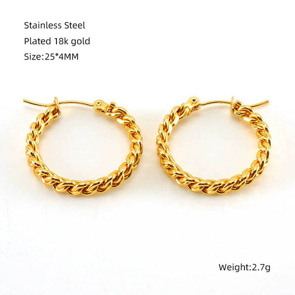 Wholesale Fashion Women's Stainless Steel Geometric Twist Exaggerated Electroplated Earrings