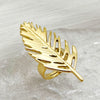 Wholesale Fashion Women's Stainless Steel Leaves Opening Ring With Electroplating Treatment