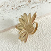 Wholesale Fashion Women's Stainless Steel Leaves Opening Ring With Electroplating Treatment