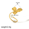 Wholesale Fashion Women's Stainless Steel Pearl Flower Geometric Ring With Electroplating 18K Gold Plated Open Type Adjustable
