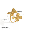 Wholesale Fashion Women's Stainless Steel Pearl Flower Geometric Ring With Electroplating 18K Gold Plated Open Type Adjustable