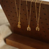 Wholesale Fashion Women's Titanium Steel Clavicle Chain With Horseshoe Printed 18K Gold Plated Geometric Pendant Necklace Jewelry Electroplated