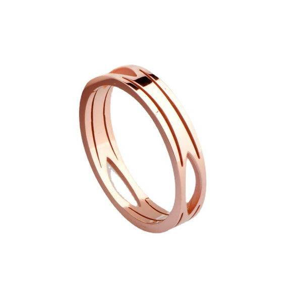 Wholesale Fashion Women's Titanium Steel Rhombus Hollow Cutting Ring With Rose Gold Electroplating