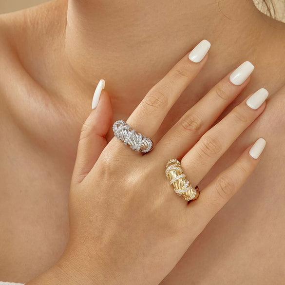 Wholesale Fashion Women's Twisted Copper Ring With Zirconia