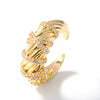 Wholesale Fashion Women's Twisted Copper Ring With Zirconia