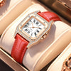 Wholesale Fashion Women's Watch Square Metal Case Imitation Leather Strap Diamondencrusted Quartz