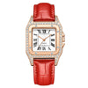 Wholesale Fashion Women's Watch Square Metal Case Imitation Leather Strap Diamondencrusted Quartz