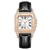 Wholesale Fashion Women's Watch Square Metal Case Imitation Leather Strap Diamondencrusted Quartz