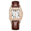 Wholesale Fashion Women's Watch Square Metal Case Imitation Leather Strap Diamondencrusted Quartz