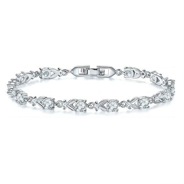 Wholesale Fashion Zircon Austrian Crystal Drop Shape Goldplated Environmental Protection Copper Hand Bracelet For Women