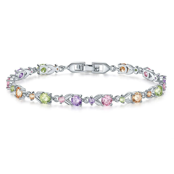 Wholesale Fashion Zircon Austrian Crystal Drop Shape Goldplated Environmental Protection Copper Hand Bracelet For Women