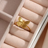 Wholesale Fashionable Adjustable Butterfly Ring In Stainless Steel With Geometric Pattern And 18K Gold Plated Electroplating For Women