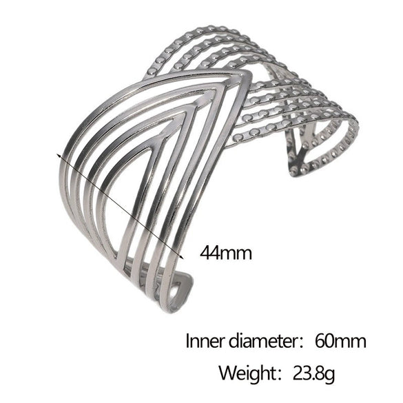 Wholesale Fashionable And Versatile Stainless Steel Bracelet With Hollow Line Design And Geometric Style 18K Gold Electroplated