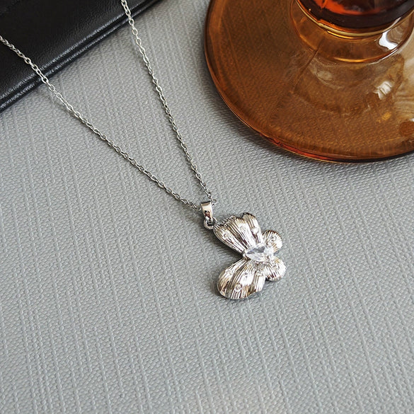 Wholesale Fashionable Bow Necklace Titanium Steel O Word Chain Copper Pendant Electroplated For Women