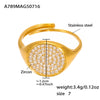 Wholesale Fashionable Casual Opening Love Ring In Stainless Steel With Heart Shape And Geometric Pattern Electroplated 18K Gold For Women
