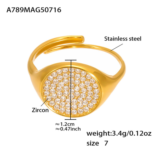 Wholesale Fashionable Casual Opening Love Ring In Stainless Steel With Heart Shape And Geometric Pattern Electroplated 18K Gold For Women