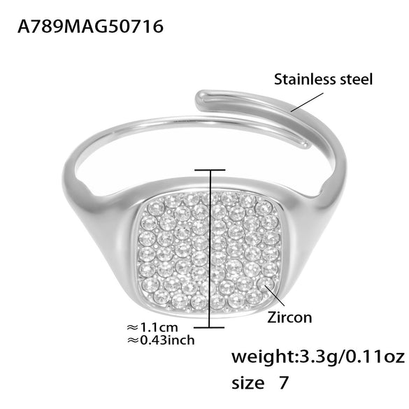 Wholesale Fashionable Casual Opening Love Ring In Stainless Steel With Heart Shape And Geometric Pattern Electroplated 18K Gold For Women