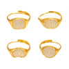 Wholesale Fashionable Casual Opening Love Ring In Stainless Steel With Heart Shape And Geometric Pattern Electroplated 18K Gold For Women