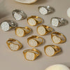 Wholesale Fashionable Casual Opening Love Ring In Stainless Steel With Heart Shape And Geometric Pattern Electroplated 18K Gold For Women