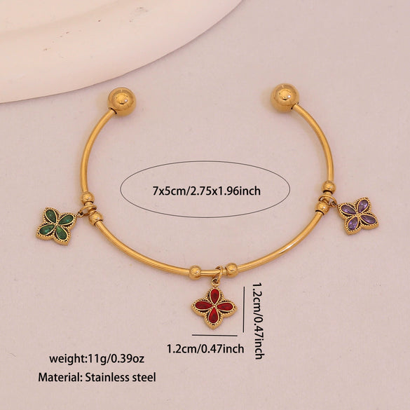 Wholesale Fashionable Elegant And Versatile Flower Heart Multielement Stainless Steel Electroplated Bracelet For Office Ladies