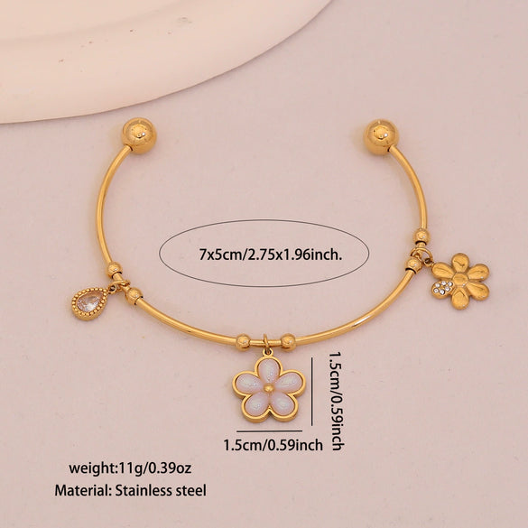 Wholesale Fashionable Elegant And Versatile Flower Heart Multielement Stainless Steel Electroplated Bracelet For Office Ladies