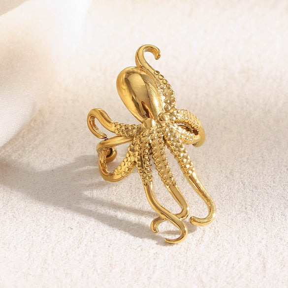 Wholesale Fashionable Elegant Creative Octopus Animal Shape Stainless Steel 18K Gold Plated Ear Clip Earrings For Women