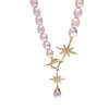 Wholesale Fashionable Exquisite Natural Freshwater Pearl Riceshaped Sixpointed Star Necklace Jewelry With Copper Accessories