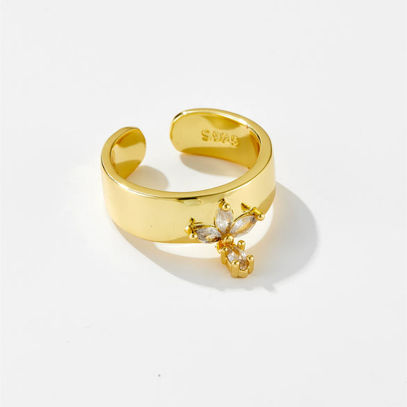 Wholesale Fashionable Geometric Copper Ring With Electroplated Platinum And 18K Gold For Ladies And Unisex