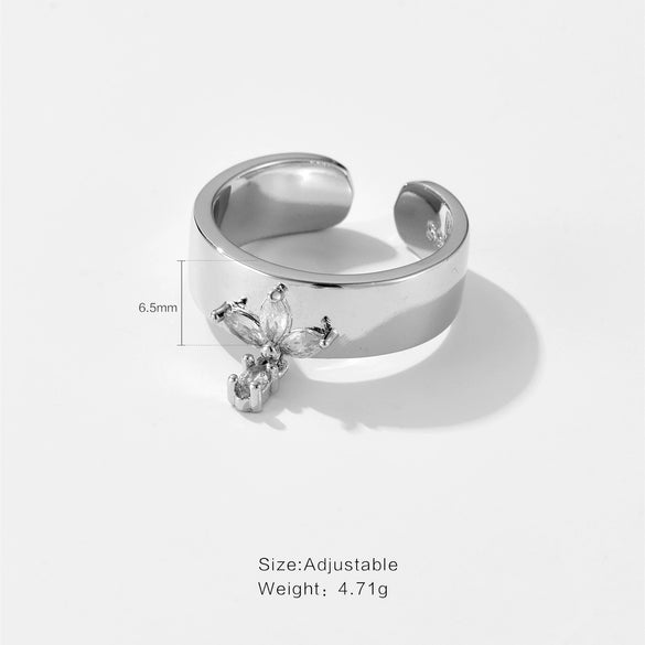 Wholesale Fashionable Geometric Copper Ring With Electroplated Platinum And 18K Gold For Ladies And Unisex