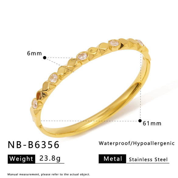 Wholesale Fashionable Geometric Ins Style Stainless Steel 18K Furnace Vacuum Plated Bracelet Inlaid With Pearls And Natural Stones