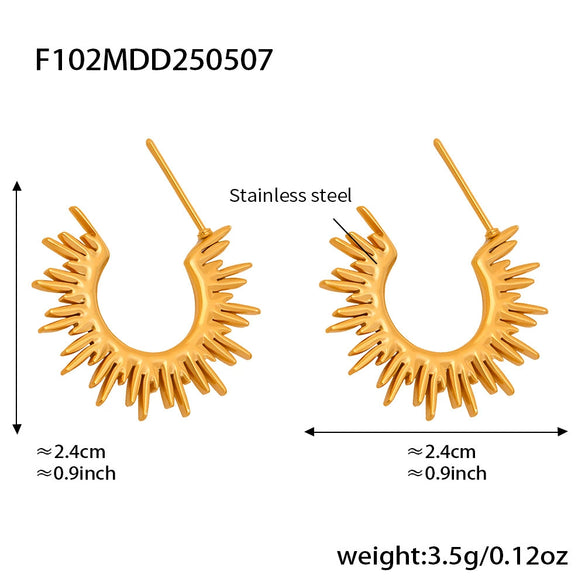 Wholesale Fashionable Geometric Sunflower Fine Pattern Electroplated Stainless Steel Earrings For Women