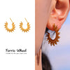 Wholesale Fashionable Geometric Sunflower Fine Pattern Electroplated Stainless Steel Earrings For Women
