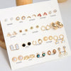 Wholesale Fashionable Geometric Zinc Alloy Electroplated Mini Diamond Cut Out And Pearl Cherry Pendant Earrings For Women