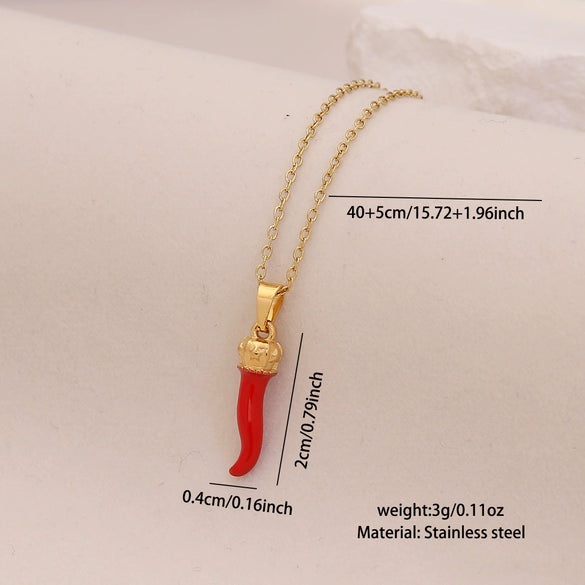 Wholesale Fashionable Heart Shaped Red Lips Chili Pendant Necklace Made Of Stainless Steel