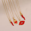 Wholesale Fashionable Heart Shaped Red Lips Chili Pendant Necklace Made Of Stainless Steel