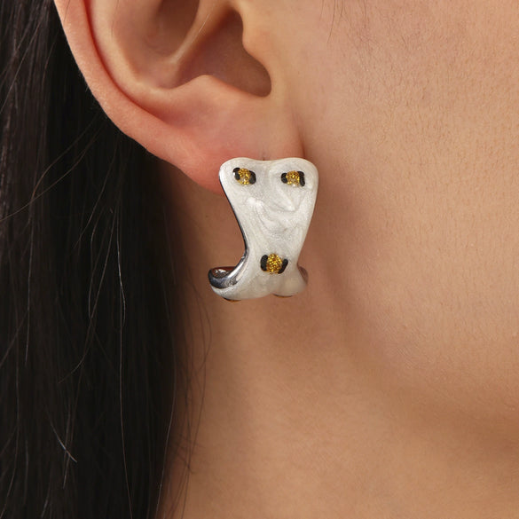 Wholesale Fashionable Heavy Industry Casting Glazed Stainless Steel Geometric Earrings With Electroplating For Women
