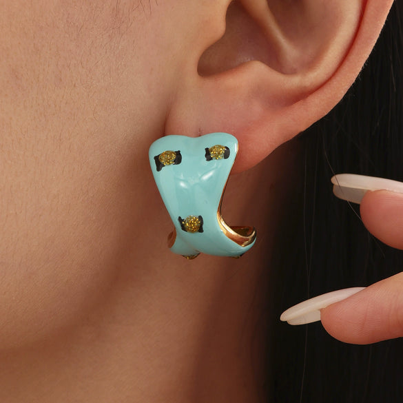 Wholesale Fashionable Heavy Industry Casting Glazed Stainless Steel Geometric Earrings With Electroplating For Women